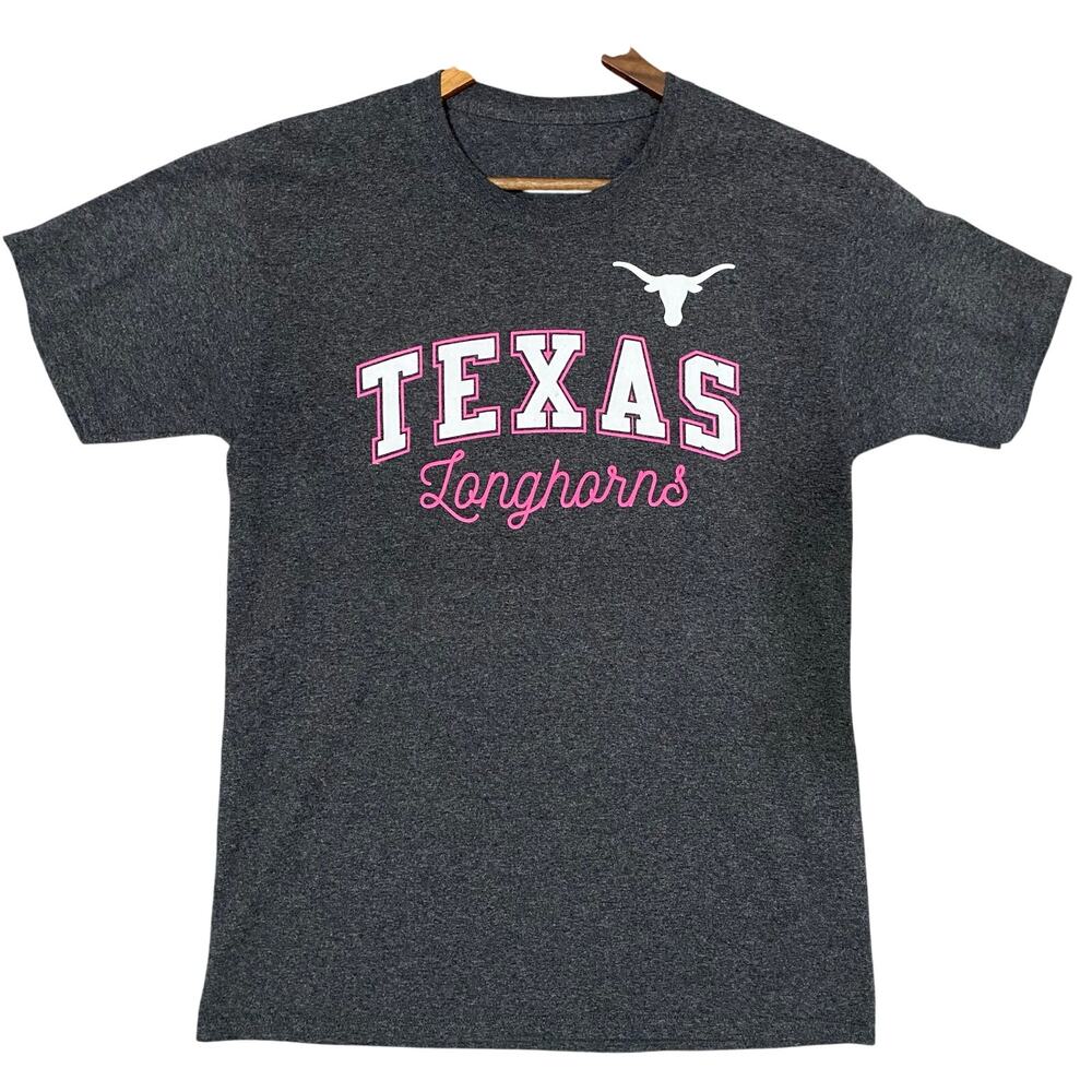 University of Texas Longhorns Womens S Graphic T Shirt Gray Pink Short Sleeve